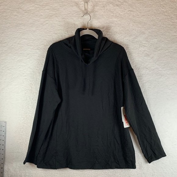 32 Degrees Tops - 32 Degrees Heat Sweatshirt Women's L Black Drawstring Cowl Neck Pullover 7723‎